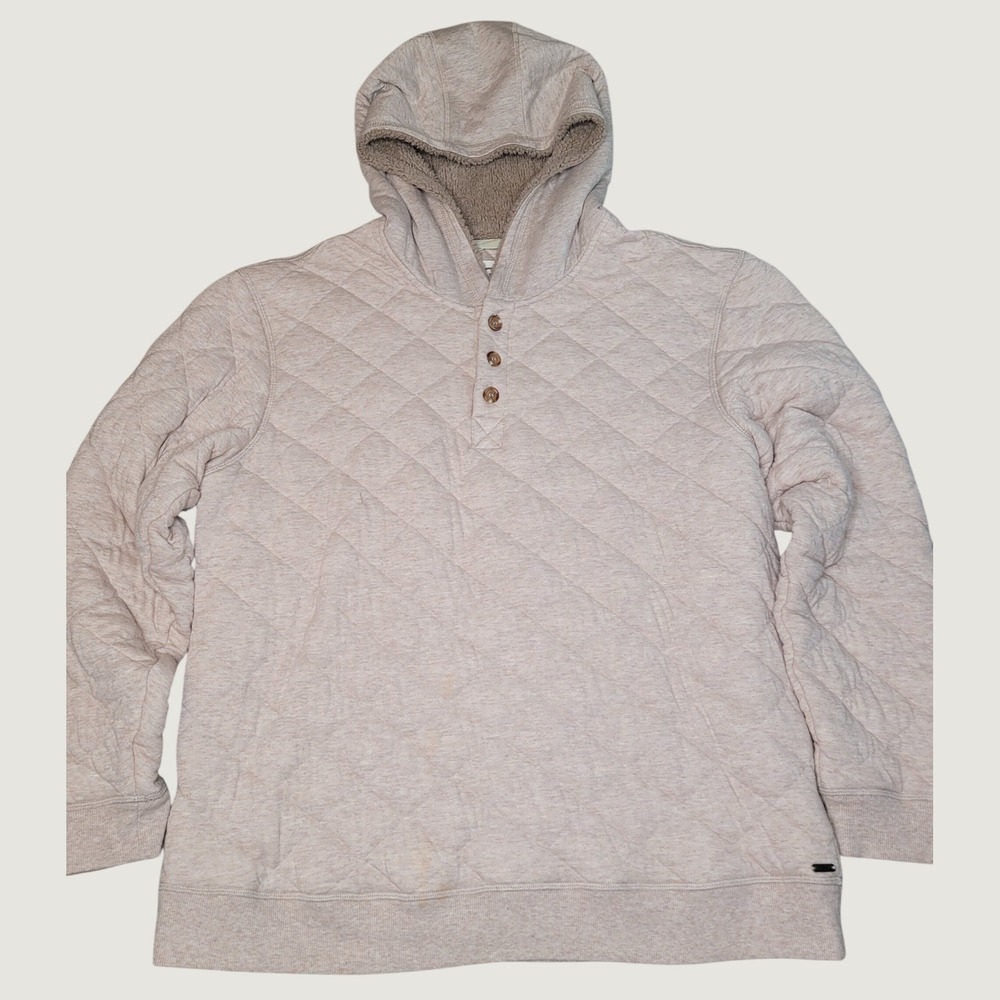UGG Australia Quilted Henley Hoodie Sherpa Lined Oatmeal Beige UA5403M Mens L